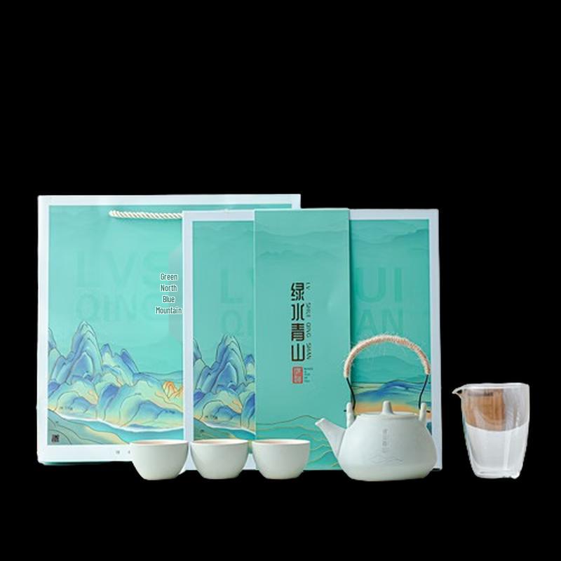 Green Mountains & Rivers Ceramic Tea Set