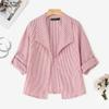 ZANZEA Women Casual Turn Down Collar Long Sleeve Stripe Print Cardigan Blouse