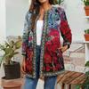 Fashion Ladies Vintage Ethnic Print Long Sleeve Jacket Jacket Cardigan Top