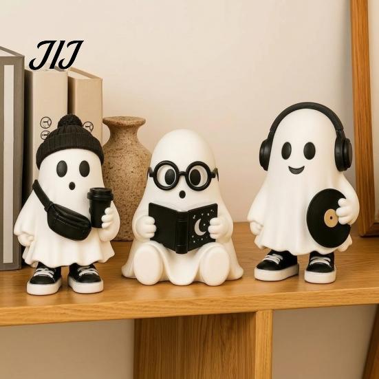 Versatile Daily And Holiday Home Accents Halloween Ghost Figurine, Resin Cartoon Desktop Ornaments, Cute Statue Healing Style Spooky Accessories with