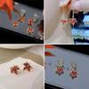 French Retro Red Maple Leaf Earrings, Feminine Tassel Earrings, Party Exclusive Jewelry.