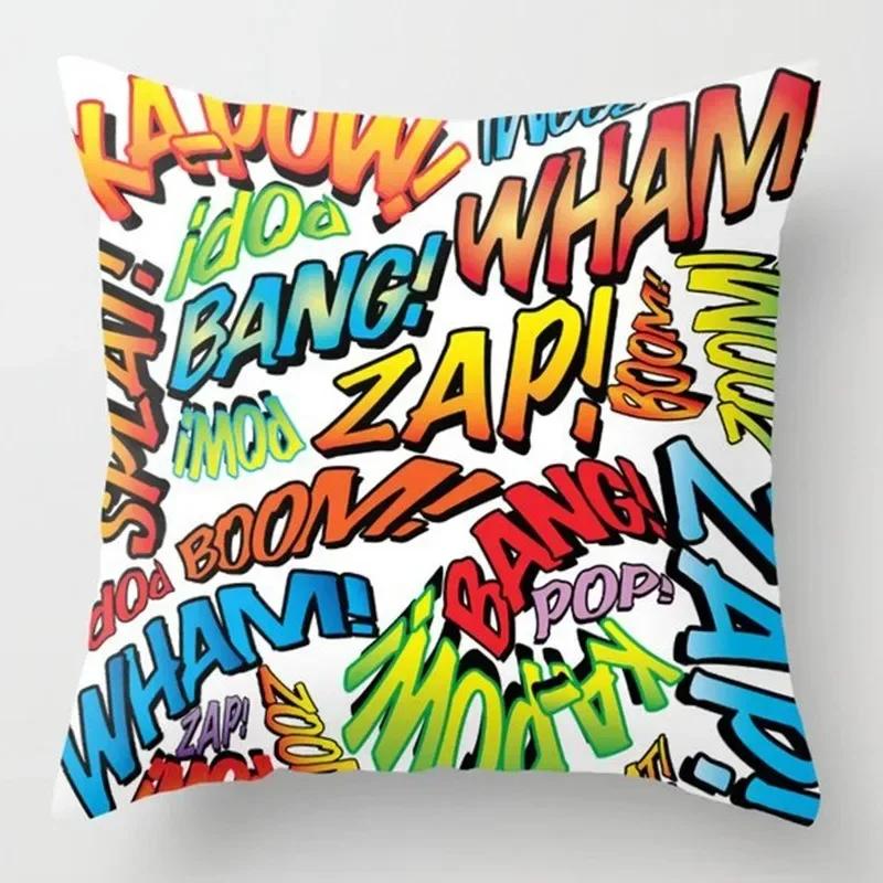 Cartoon Buchstaben Graffiti Kissenbezug Zuhause Schlafzimmer Wohnzimmer Sofa Kissenbezug Mietdekoration Dekorative Kissenbezug