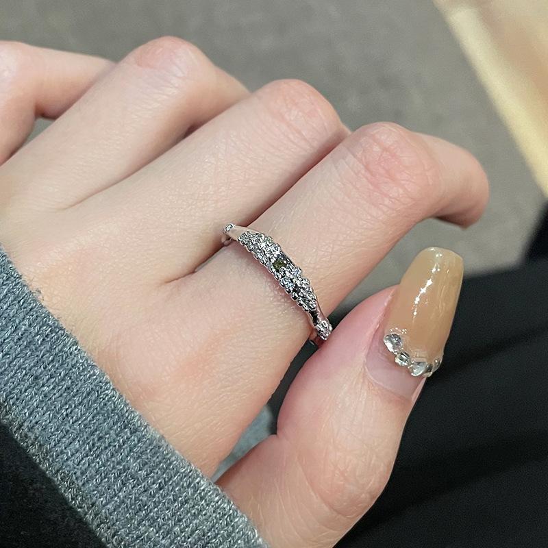 

Simple Stacking Niche Design High-End Blue Zircon French Fold Irregular High-End Open Ring Women Adjustable opening