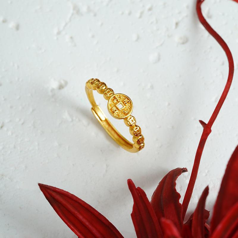 National Trend Ring Retro Hollow Coin Ring Female Design