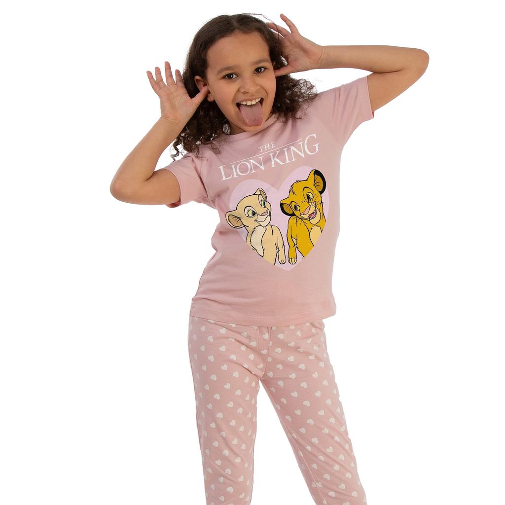 The Lion King Girls Hearts Short-Sleeved Long Pyjama Set