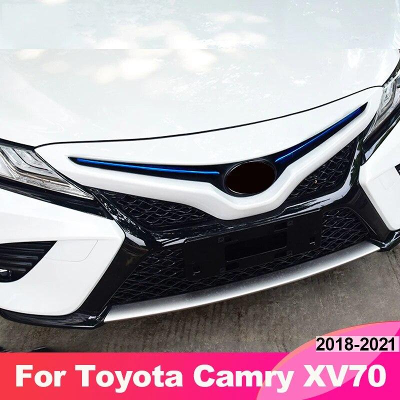Car Front Grille Grill Logo Emblem Trim Strips Cover Stickers For Toyota Camry XV70 2018    Accessories