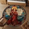 1pc Angel Stained Glass Round Chair mat office Area Rug - Non-Slip, Floor Mat for Office, Bedroom, Ideal home decor gift c0112025