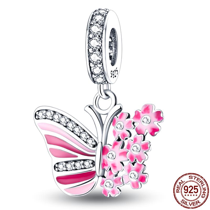 Genuine Copper Butterfly Zircon Series Pendant Jewelry Piece Fit 3Mm Pan Bracelet DIY Style Charm For Women Jewelry Stylish Gift