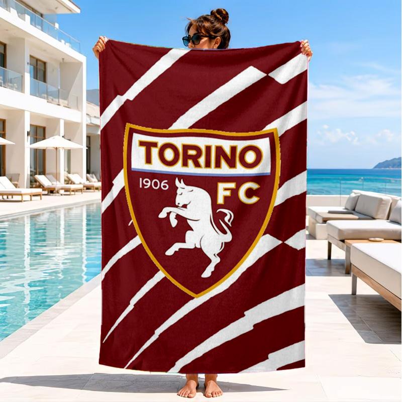 Asciugamano da Spiaggia con Stemma Torino Fc, Asciugatura Rapida, Facile da Curare, Adatto sia per il Fitness che per le Vacanze al Mare, Essenziale per lo Sport