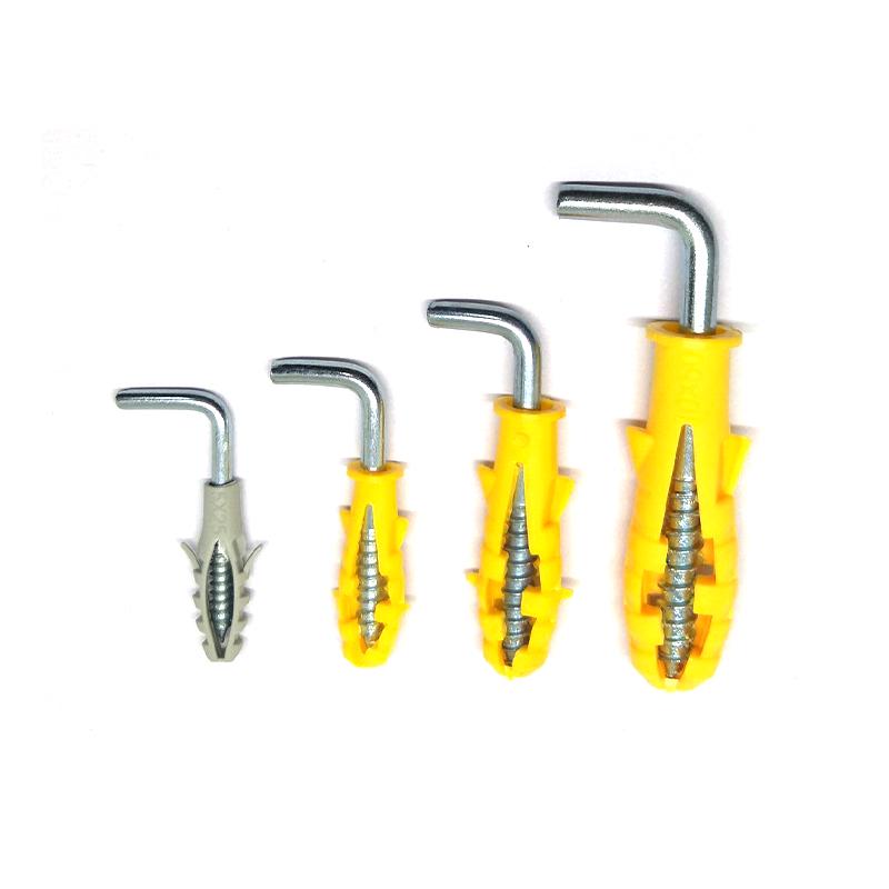 7-Shaped Expansion Tube Kit: L-Shaped Rubber Plug, Right-Angle Self-Tapping Wood Screw, Lamp & Frame Hooks, Plastic Expansion Plug, Mirror Frame Bolt.