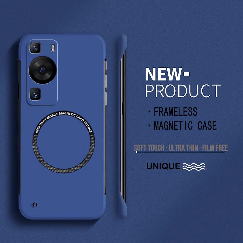 

Ультратонкий жесткий магнитный чехол для телефона из поликарбоната без рамки для Huawei P60 P50 P40 P30 Pro P60Pro матовый ударопрочный цветной сплошной чехол for P30 Pro темно-синий