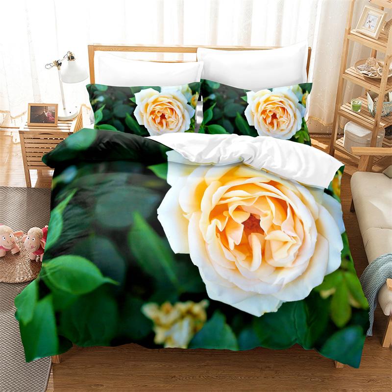 Pink Roses Bedding Set Duvet Cover 3d Flowers Bedding Set Fashion Soft Warm Bedding King Double Girl Bed Set Duvet Cover Set