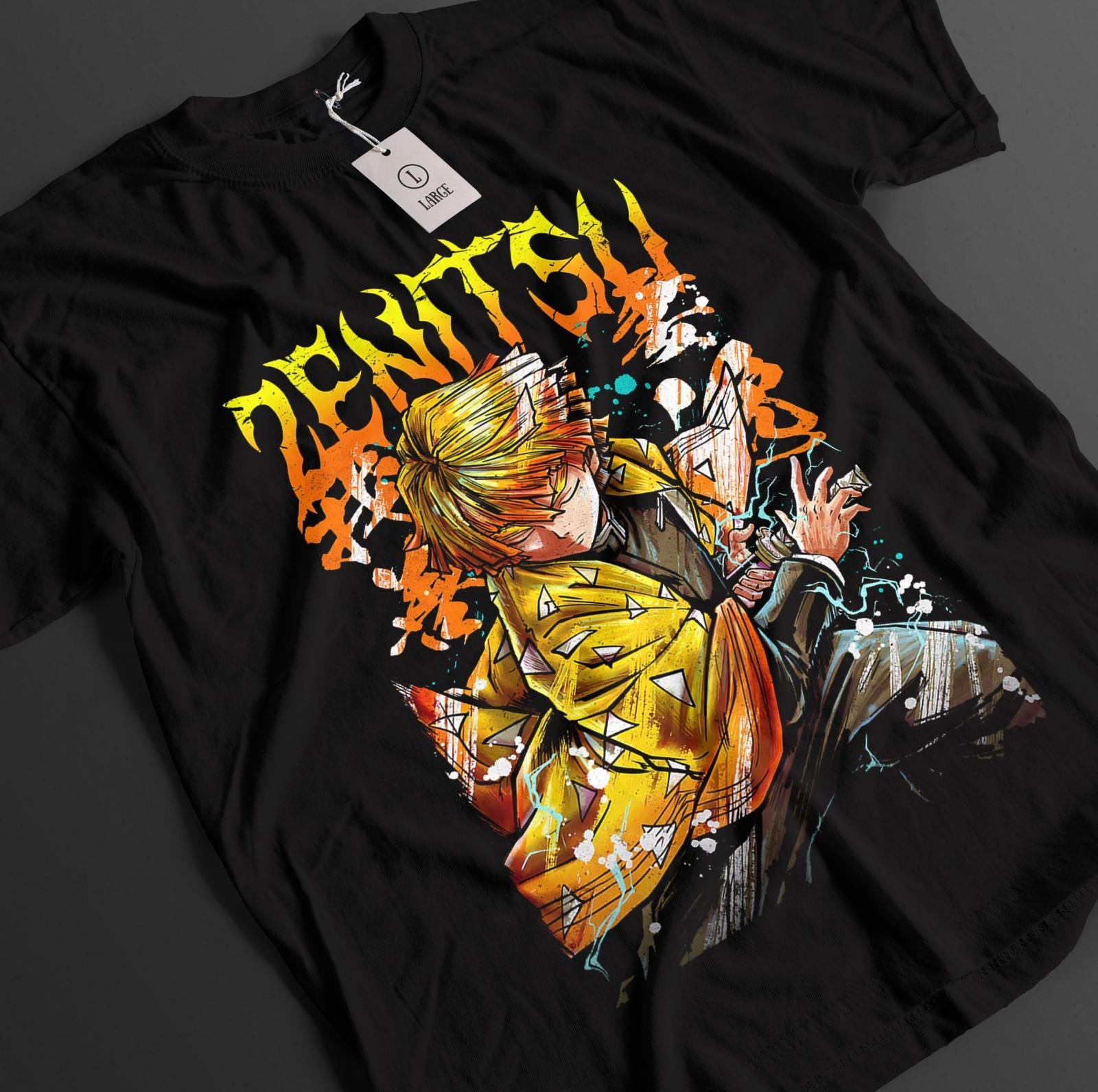 

Demon Slayer Shirt Zenitsu T-Shirt Mens Womens Tees Top Tanjiro KNY Anime Kaigaku Top Akaza Muzan Tee M