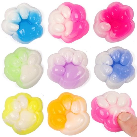 Mini Cat Paw Squeeze Toy Stress Relief Gradient Color Kitten Paw Sensory Toy Soft Stress Ball Animal Claw Pinch Fidget