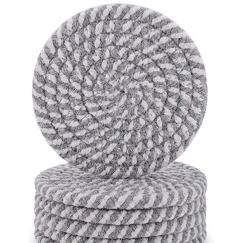 Kitchen Cotton Braided Coaster Hand-making Cup Cushion Boho Style Round Shape Non-slip Cup Pads Bedroom Home Decorations