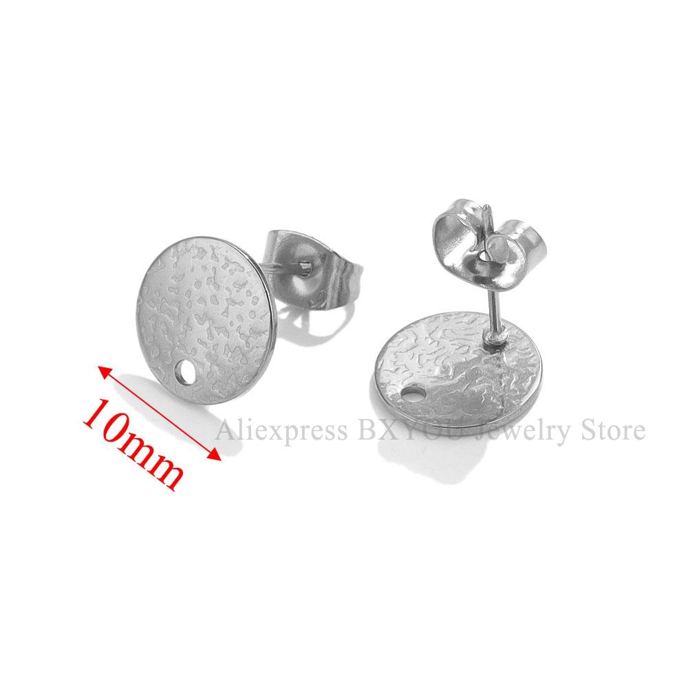 10pcs Round Stainless Steel Gold Plated Earrings Making Supplies Hooks Connectors Earring Posts Studs Pins Findings Components