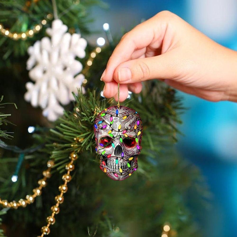 DIY Skull Pendant Horror Skeleton Car Ornaments Christmas Tree Drop Ornaments Car Rearview Decor