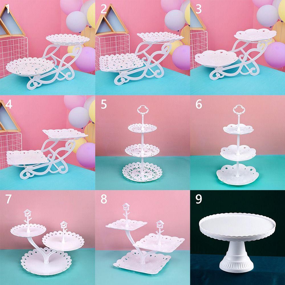 Plastic Cake Stand 2/3-Layers Food Fruit Plate Creative Dessert Rack Wedding Birthday Party