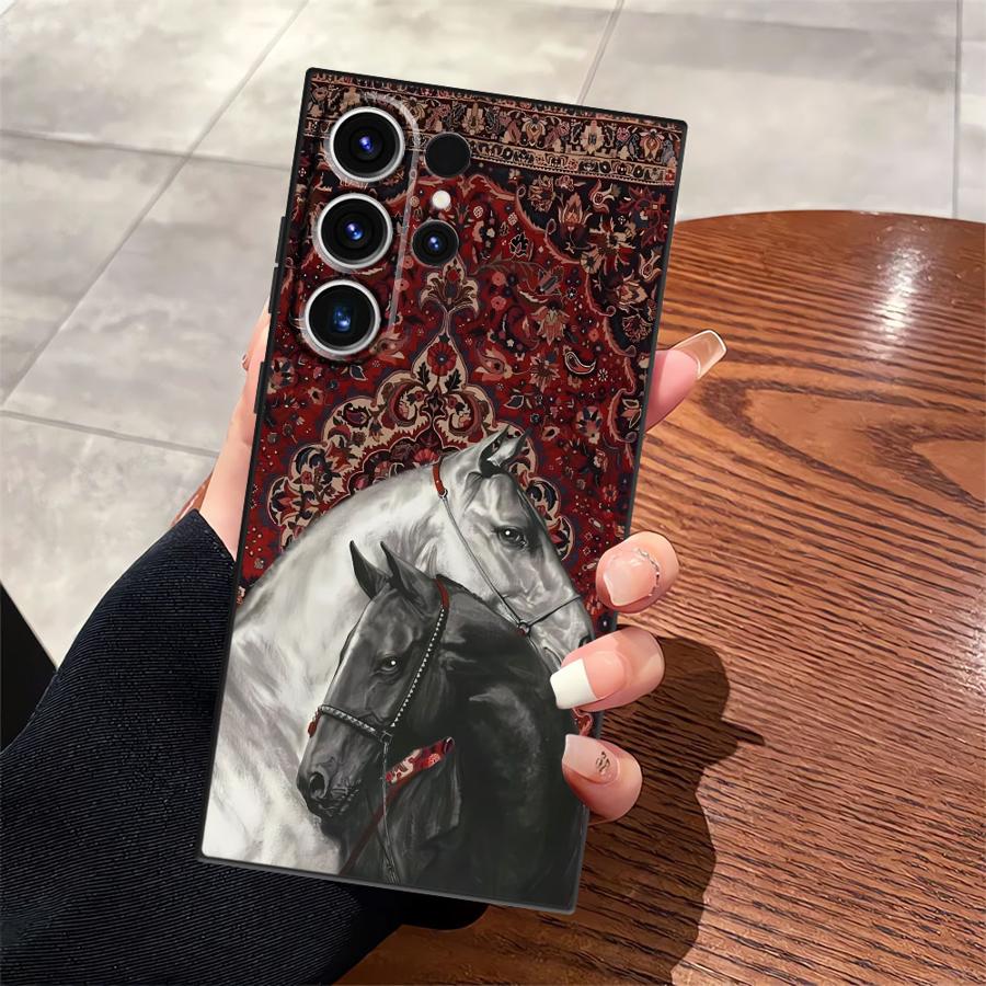 

Animal Horse Pattern Case for Samsung Galaxy S24 Plus S25 Edge S23 Ultra S20 S21 FE Black Soft Phone Cover Galaxy S25