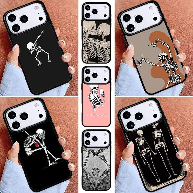 Cute Skull Phone Case for iPhone 16e 15 14 13 12 17 Pro Max Plus Air 17pro Cover Coque