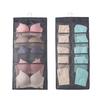 Double Sided Hanging Closet Dual-Sided Hanging Organizer Storage Bag for Bra Clothes Socks 15 Mesh Pockets Grey