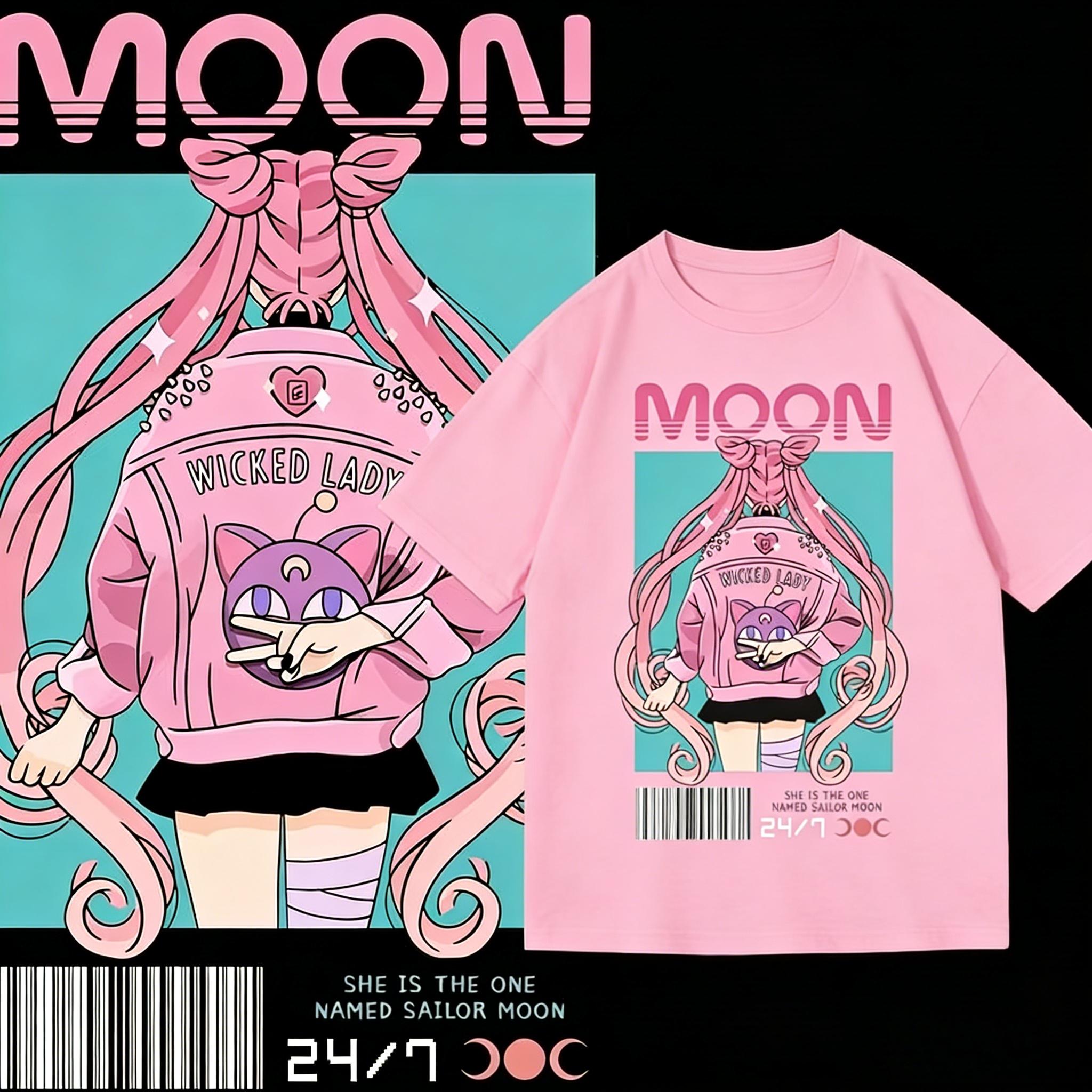 

Streetwear Sailor Moon Anime Graphic T Shirts Unisexs Clothing Y2k Loose Casual Womens Short Sleeved Tee Tops Summer 2026 Unisex S