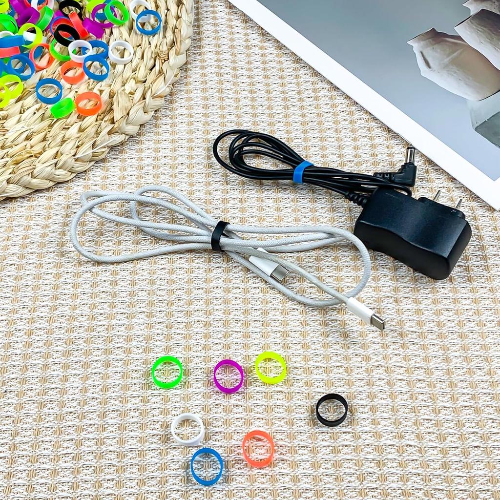 240 Pcs 0.5 Inch Small Silicone Rubber Bands Reble Elastic Cable Ties Rubber Rings for Wire Cord Cable Wrapping Bundle Home Office School