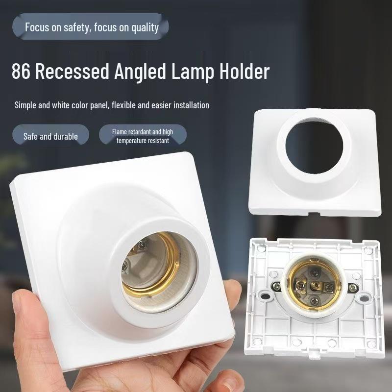 Ceiling-Mount E27 Ceramic Flat Lamp Holder with Screw Base