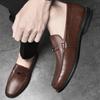 Fashion Luxury Quality Loafers Men's Slip-On Leather Brown Designer Men Shoes Soft Sole Comfortable Leather Shoes Business Dress Fashion