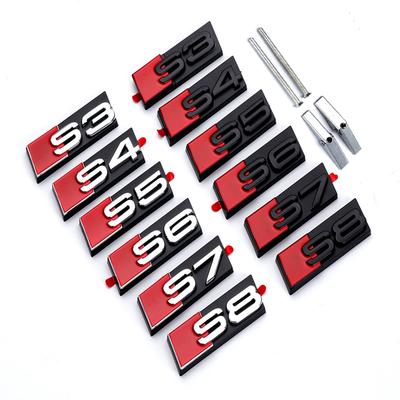 Für Audi RS3 3D ABS Chrom Schwarz Logo S3 S4 S5 S6 S7 S8 Emblem Wabenmuster Auto Frontgrill Abzeichen Für Audi S 3 4 5 6 7 8 Zubehör