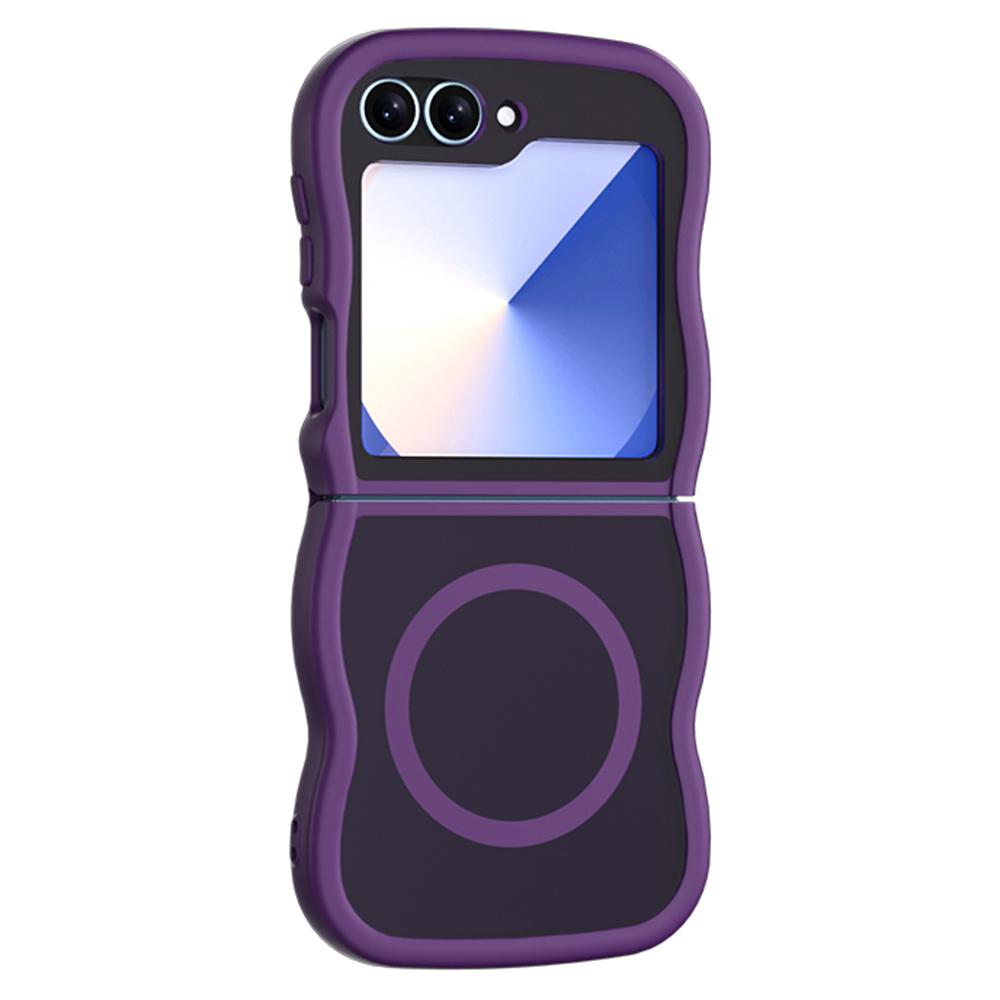 Phone Case for Samsung Galaxy Z Flip6 5G/Flip5 5G Compatible with MagSafe TPU+PC Back Cover Skin Touch Wave Shape