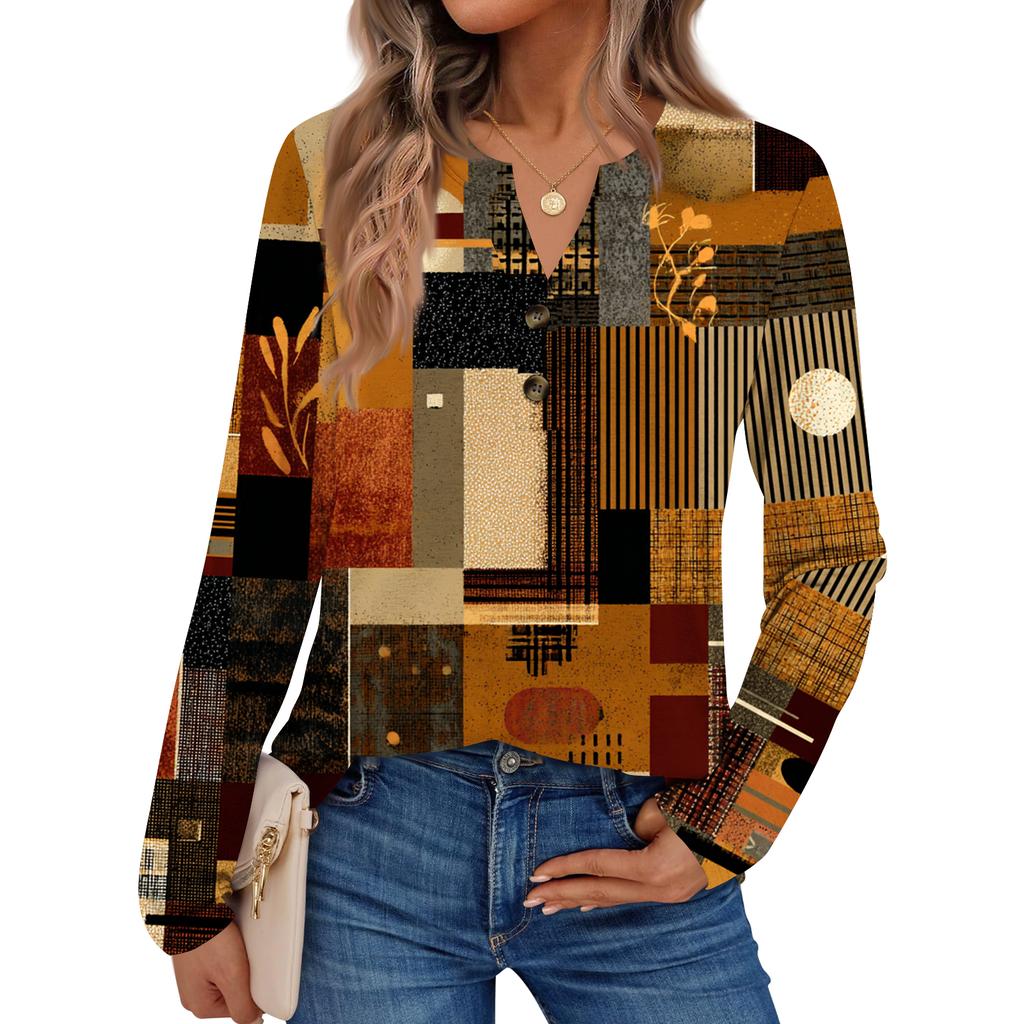 Women's Floral Print Long Sleeve  Shirt Elegant Casual Tops Trendy Shirt Tops