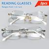 2PCS Reading Glasses Frameless Diamond Trimming Presbyopic Glasses Anti Blue Super Light Reading Glasses
