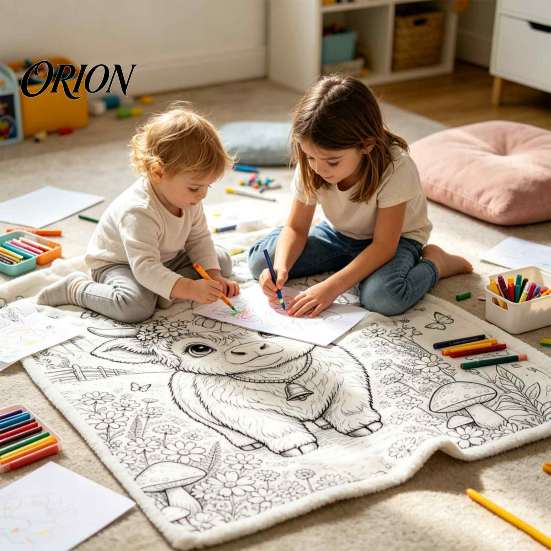 Blanket Painting Kit DIY Kids Coloring Blanket, Washable Throw Arts Crafts Set with Handmade 24 Pens, Color Your Own for Toddlers Boys Girls