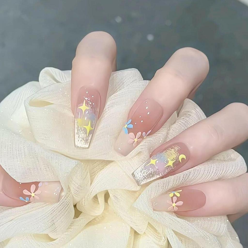 Blush French Cat Eye Princess Bow Nails - Handmade Wearable Nail Art