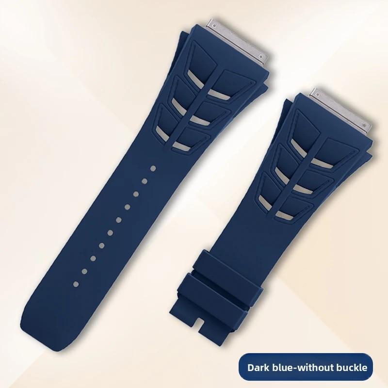 Steel head FKM Rubber Watchband For Richard Miller RM055 RM030 RM35-01 RM35-02 RM35-03 Watch Strap Soft Fluororubber accessories