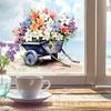 Einkaufswagen Blumen Fensteraufkleber Nicht haftender Fenstersticker Wasserdicht Statisch haftend Abnehmbarer Aufkleber für Wände Türen Fenster Badezimmer Schlafzimmer Heimdekoration