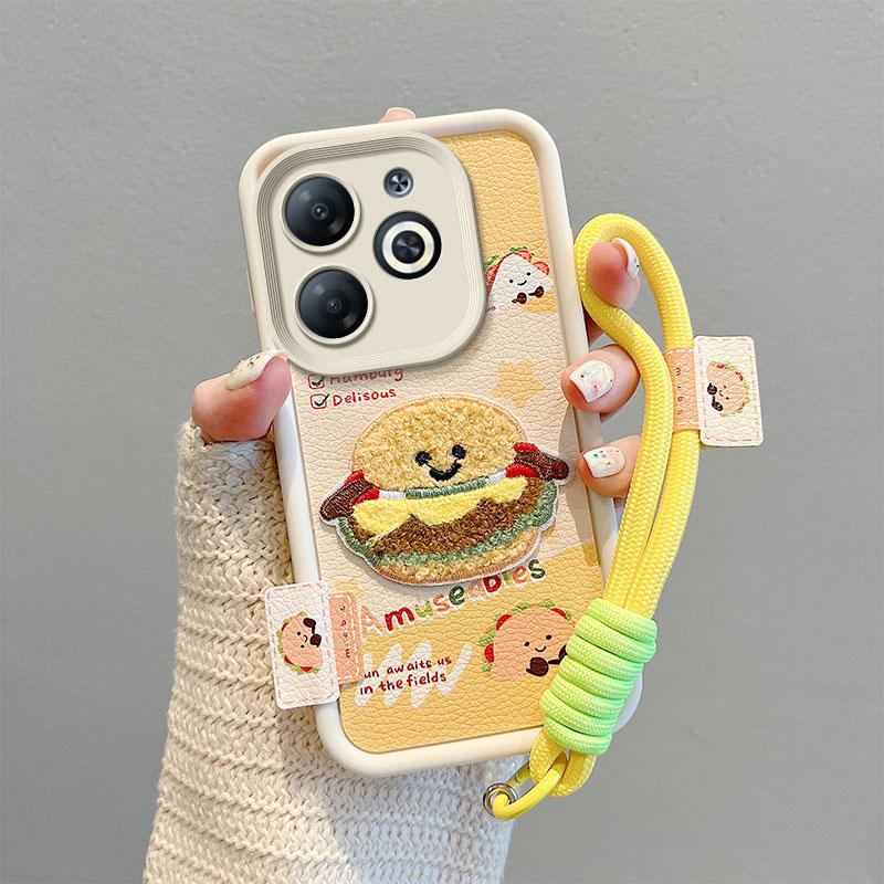 KEYSION Kreslený Roztomilý Plyšový Vyšívaný Kryt pro TECNO Spark Go 2024 20 20C se Šňůrkou PU Kůže Nárazuvzdorný Kryt na Telefon pro Pop 8