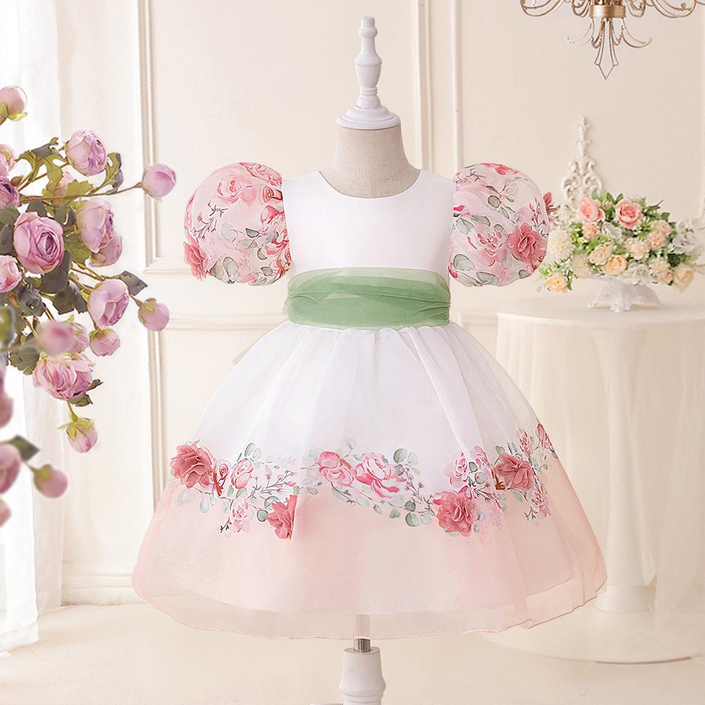 

Платье принцессы для девочки-цветочницы на свадьбу, летнее детское формальное платье с бантом, длинное вечернее платье для школы, вечеринки, детская новогодняя одежда L6018 110