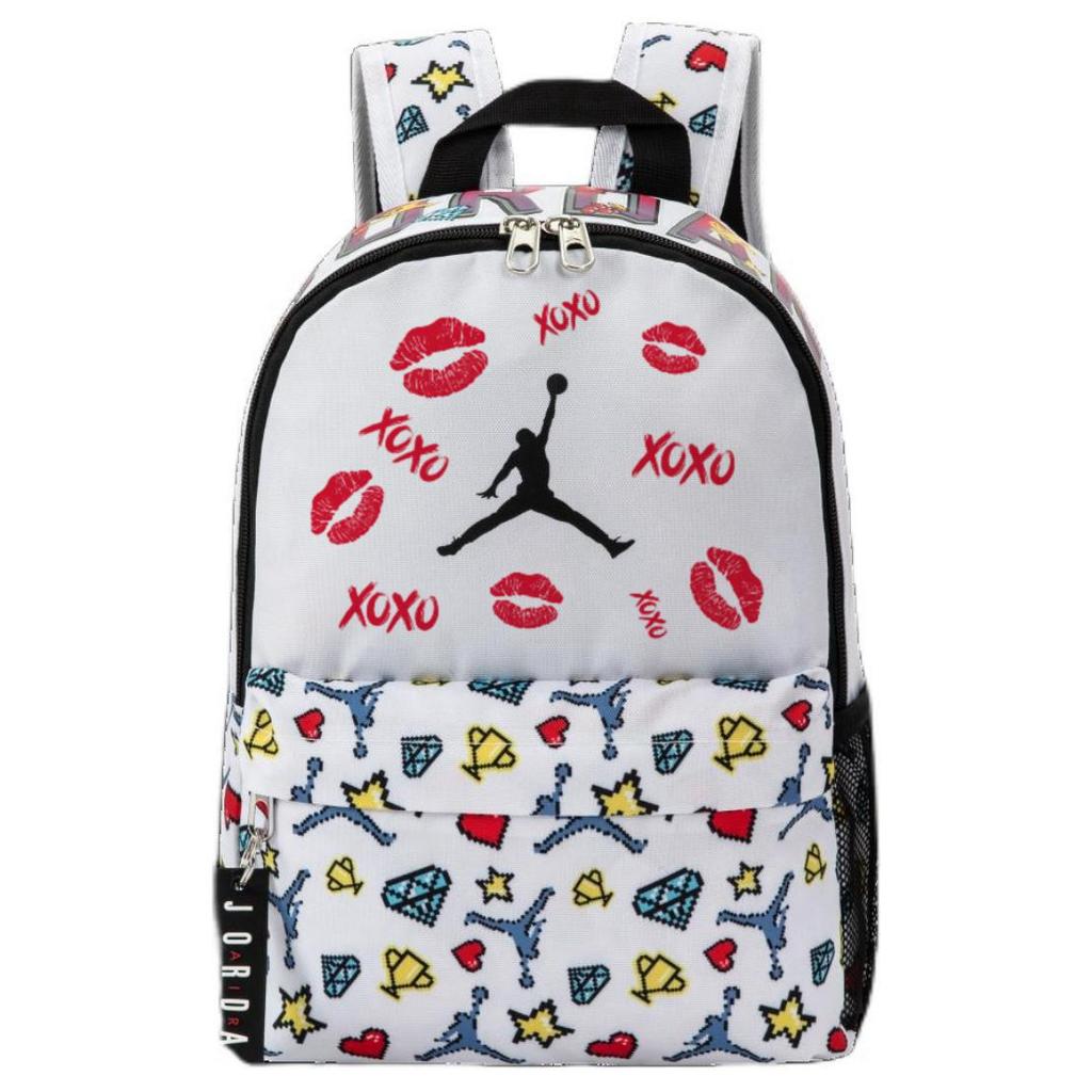 Jordan Custom Bag  Letter Print Fashion Cute Star Diamond Polyester Backpack Unisex Backpack White DZ3755-100(TEAM378-ZIMU-X1)