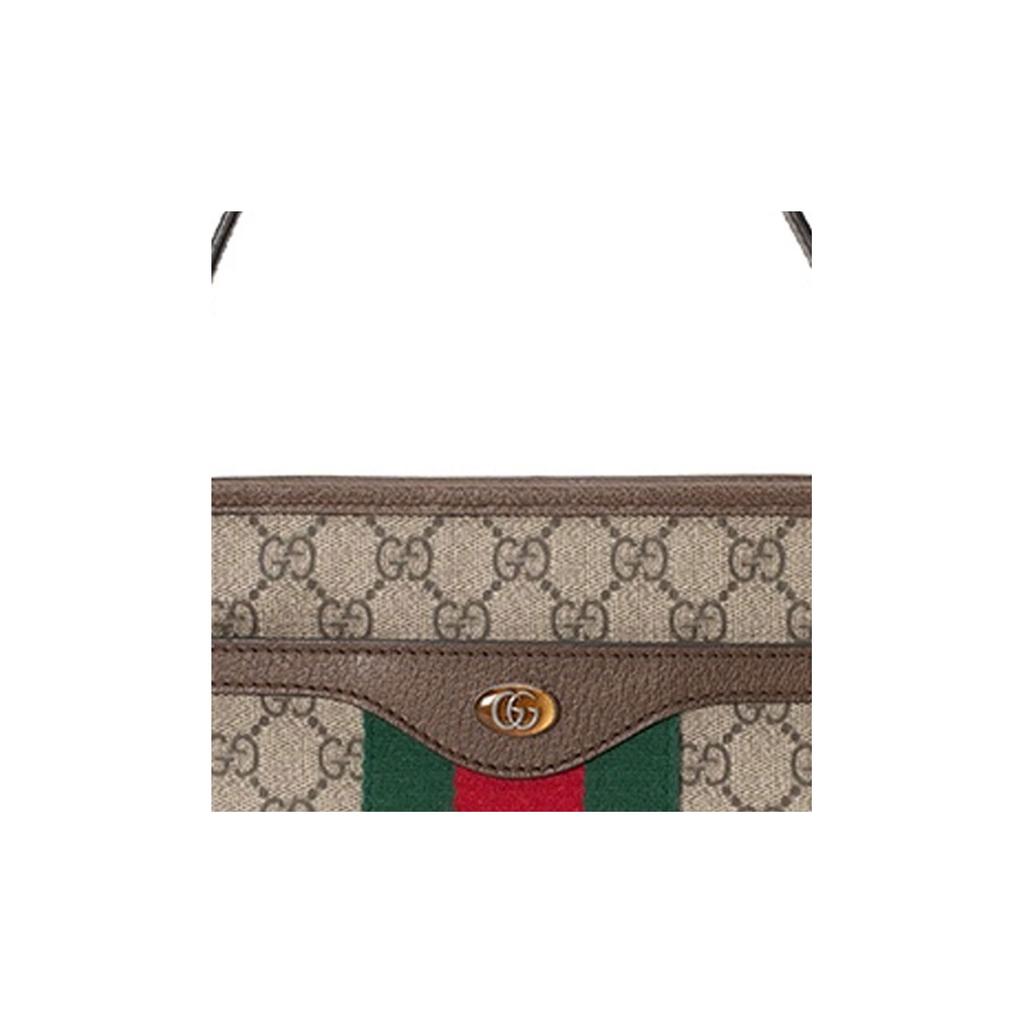 Gucci Ophidia Logo Stripe Web Canvas And Leather Small Tote Crossbody Bag Women Bags Ebony Brown 598130-96IWT-8745