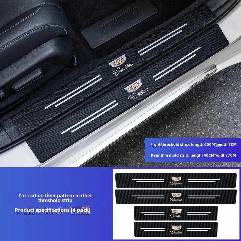 Praguri auto cu model și logo din fibră de carbon - protecție anti-călcare și pedale de bun venit pentru portbagaj