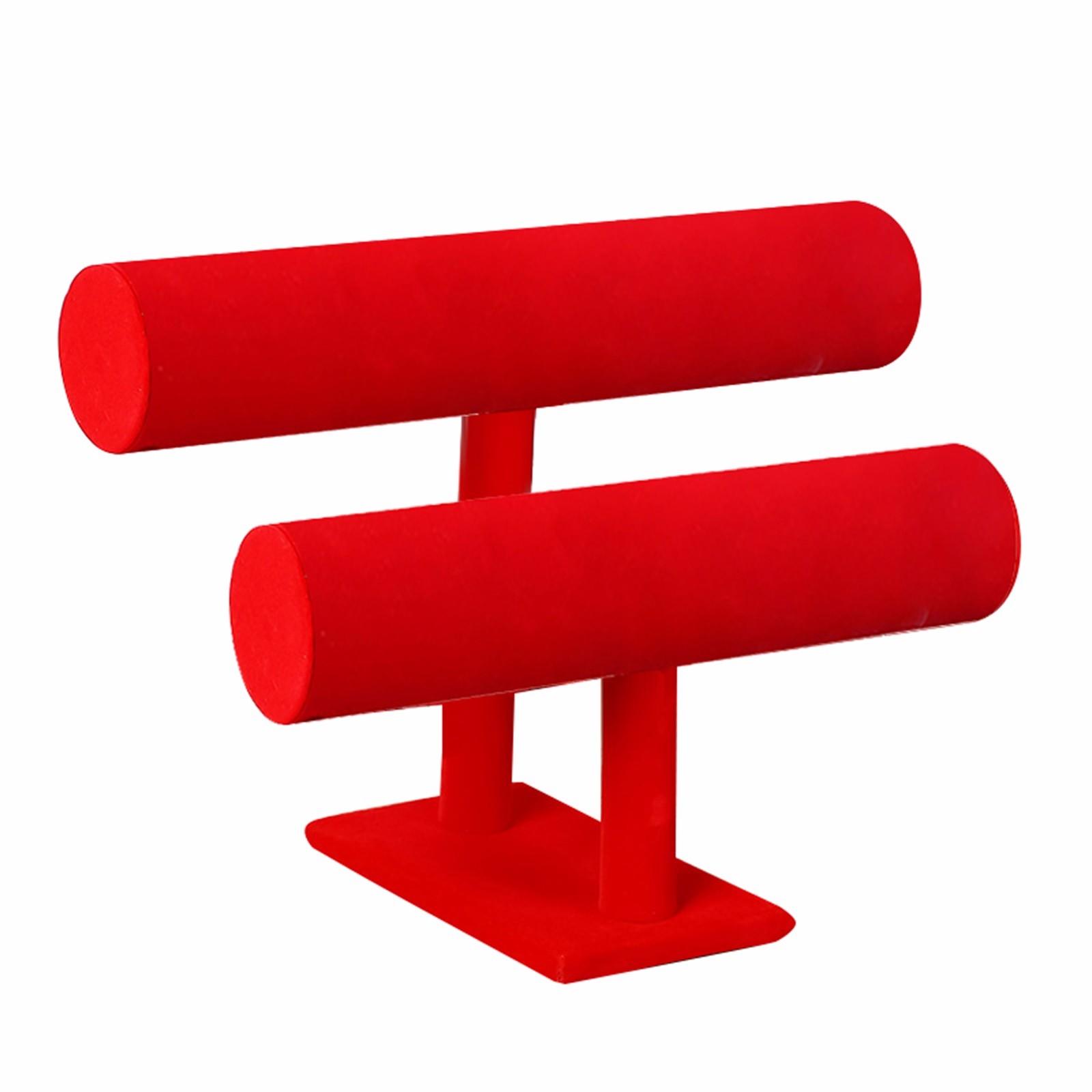 

2-Tier Velvet Jewelry Bracelet Watch Rack Organizer Display Stand Holder красный