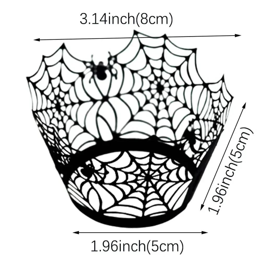 12pz Involucri per Cupcake di Halloween Ragnatela Involucri per Cupcake Carta per Muffin Decorazioni Topper per Torta Forniture per Feste a Tema Halloween
