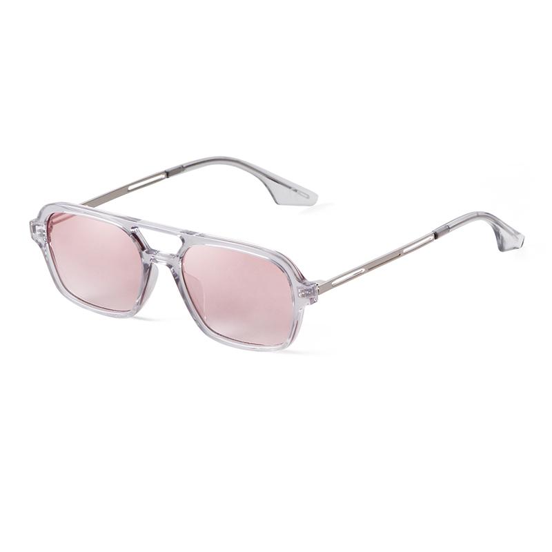 Retro Fashion Flat Top Pilot Sunglasses Women Men Brand Designer Vintage Yellow Blue Lens Flat Top Rectangle Sun Glasses S507C