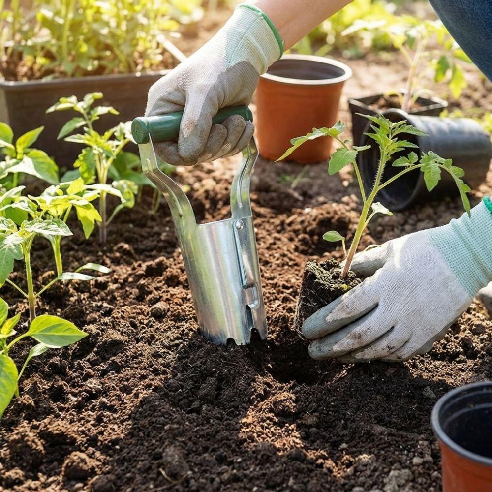 Handheld Seedling Transplanting Plastic Handle Cylinder Hole Punch Digger Efficient Horticultural Tool Vegetable Planter