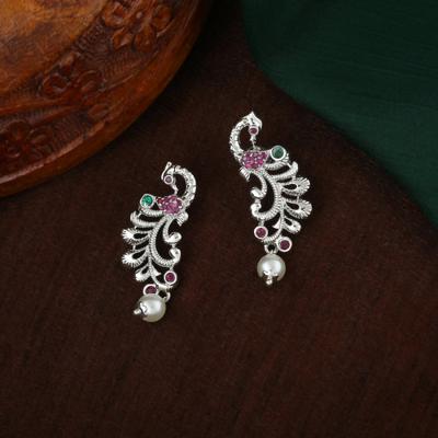 Charming Designer Earrings Rhodium Plated CZ for Women Peacock Designer Earrings