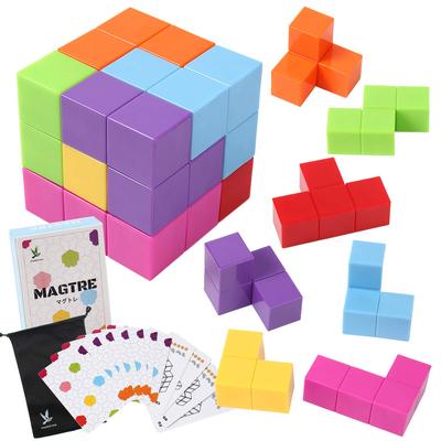 MAGTRE Magnetic Blocks, 3D Puzzle with Cards, Brain Training for Adults, Ages 6-99 (Multicolor)