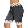 Women Fashion Lace Patchwork High Waist Leggings Denim Shorts Sports Minipants