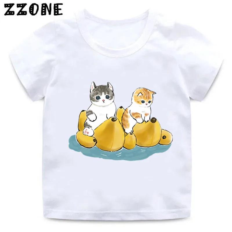 Cute Cat Drawing Print Kids Cartoon Funny TShirts Harajuku Casual Kawaii Baby Boys Summer T Shirt Children Tops Girls Clothes